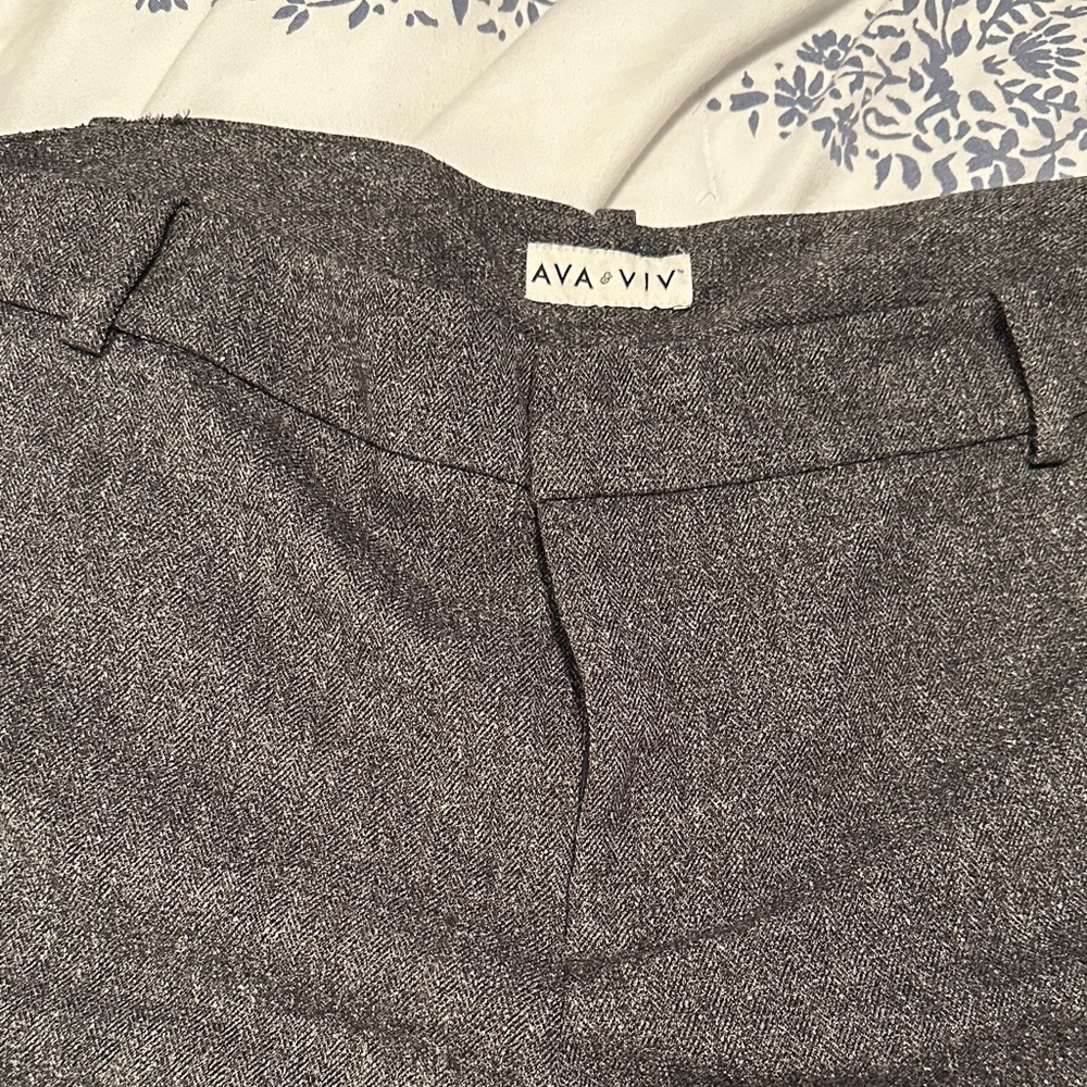 Ava & Viv Gray Women's Flat Front Pants 22W